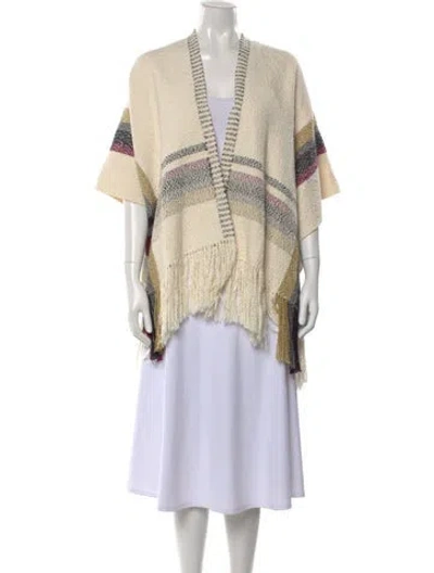Pre-owned St. Roche Striped Open Front Sweater In Neutral