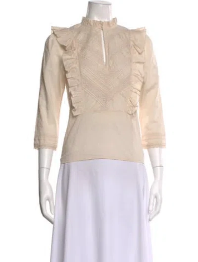 Pre-owned St. Roche Three-quarter Sleeve Blouse In Neutral
