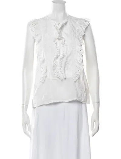 Pre-owned St. Roche Tie Neck Sleeveless Blouse In Neutrals