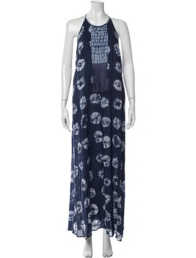 Pre-owned St. Roche Tie-dye Print Long Dress In Blue