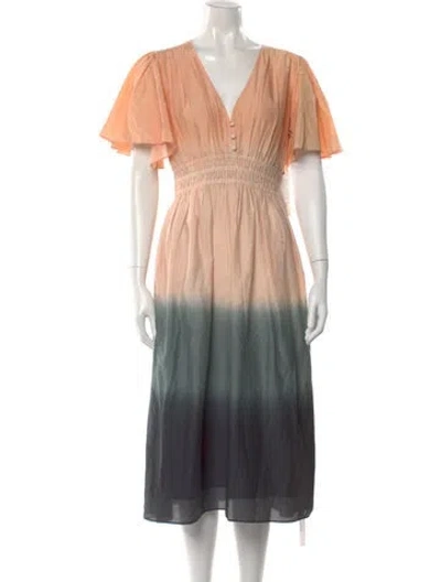 Pre-owned St. Roche Tie-dye Print Midi Length Dress In Multi