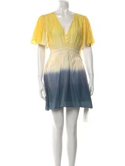 Pre-owned St. Roche Tie-dye Print Mini Dress In Yellow