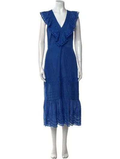 Pre-owned St. Roche V-neck Long Dress In Blue