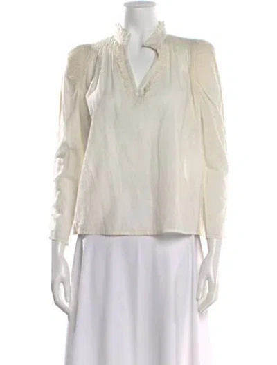 Pre-owned St. Roche V-neck Long Sleeve Blouse W/ Tags In White
