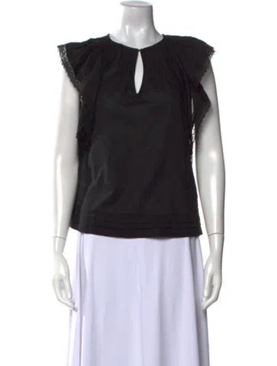 Pre-owned St. Roche V-neck Short Sleeve Blouse In Black