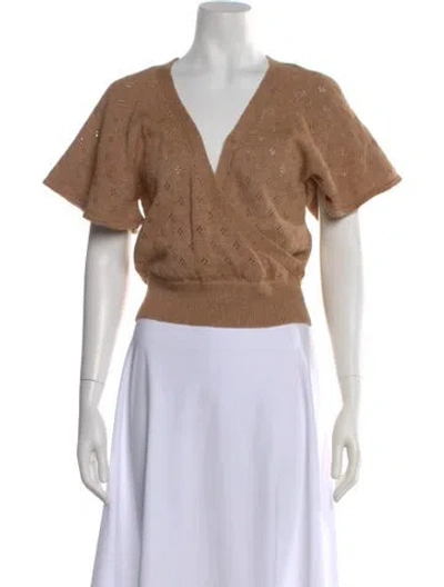 Pre-owned St. Roche V-neck Short Sleeve Crop Top In Neutral