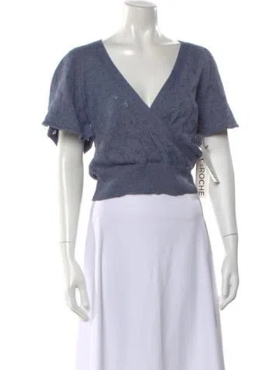 Pre-owned St. Roche V-neck Short Sleeve Top In Blue