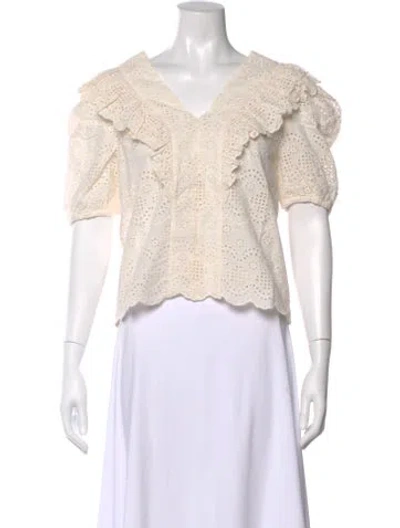 Pre-owned St. Roche V-neck Short Sleeve Top W/ Tags In Neutral
