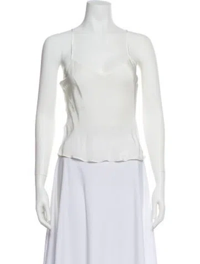 Pre-owned St. Roche V-neck Sleeveless Top In White