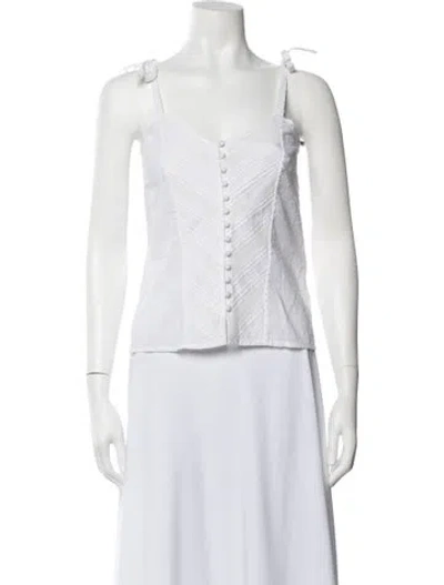 Pre-owned St. Roche V-neck Sleeveless Top In White