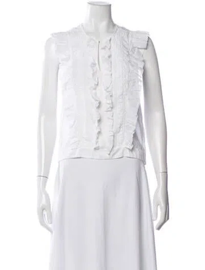 Pre-owned St. Roche V-neck Sleeveless Top In White
