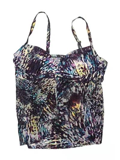 Pre-owned St. Tropez West Swimsuit Top Purple Print Pattern Swimwear