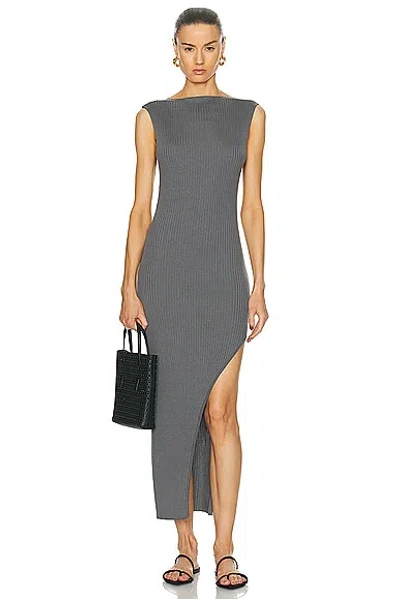 St Agni Cut Away Knit Dress In Stone Grey