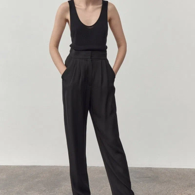 St. Agni High Waist Pleated Pants In Black