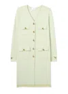 St John Bi-tonal Knit Long Jacket In Pale Lime/optic White