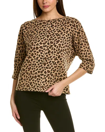 St John Cheetah Stretch Sweater In Black