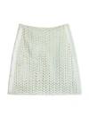 St John Lacquered Crochet Knit Skirt In Pale Lime