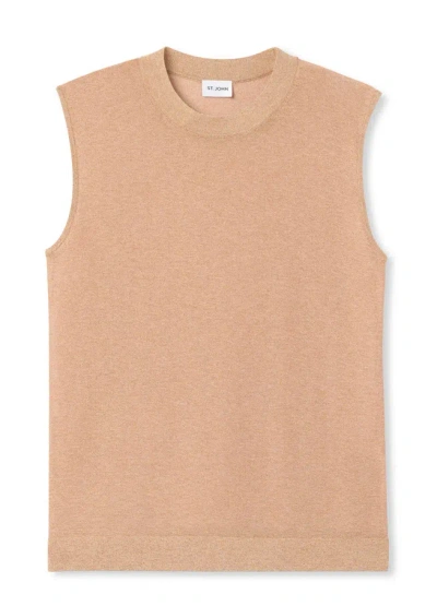 St John Lurex Jersey Knit Shell In Light Blossom