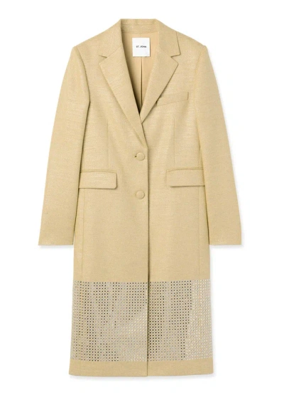 St. John Metallic Twill Long Jacket In Neutrals