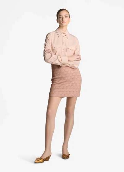 St John Pointelle Knit Skirt In Light Blossom/copper Lurex Multi