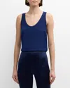 St John Scoop-neck Silk Crepe-de-chine Tank Top In Royal Blue