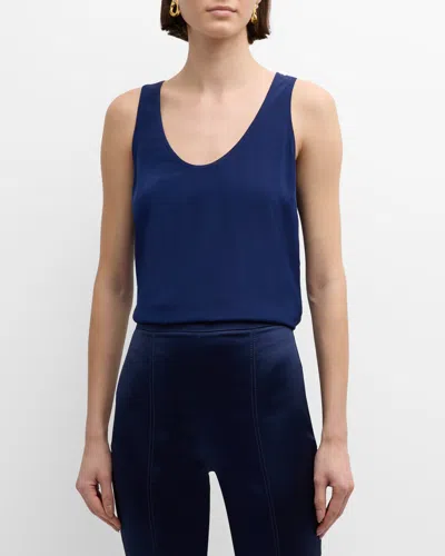 St John Scoop-neck Silk Crepe-de-chine Tank Top In Robl