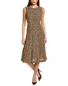 St John Spotted Leopard Silk Dress In Black