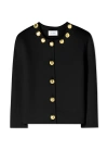 St John Studded Pique Knit Cardigan In Black