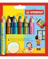 Stabilo Woody 3 In 1 Duo Pencil Set, 6 Piece With Sharpener In Multi-colored