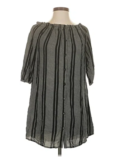 Pre-owned Staccato 3/4 Sleeve Top Gray Off The Shoulder Neckline Tops