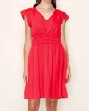Staccato Annie V-neck Mini Dress In Coral Red In Red