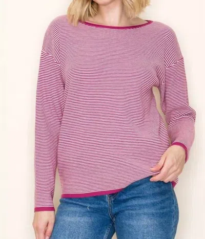 Staccato Ayers Boatneck Long Sleeves Sweater In Berry In Pink