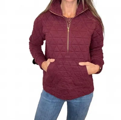 Staccato Barb Quilted Half Zip Pullover In Burgundy