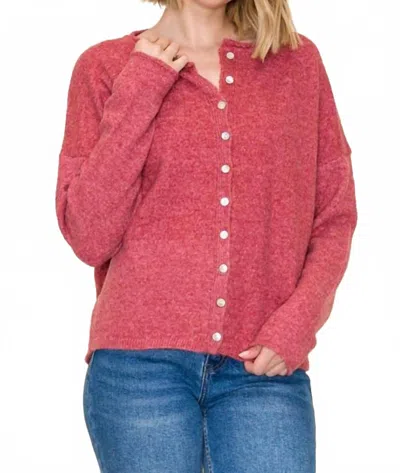 Staccato Boswell Long Sleeves Cardigan In Berry In Pink