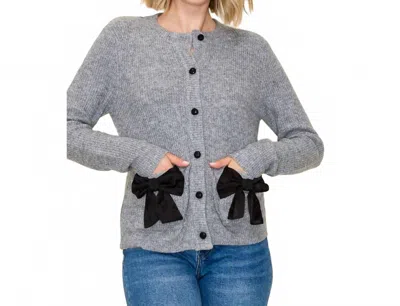 Staccato Bow Accent Sweater In Grey In Gray