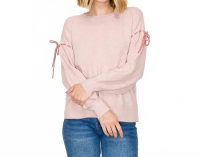 Staccato Bow Tie Sleeve Sweater In Blush In Pink