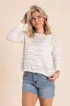 Staccato Bright Day Sweater In Multi In White