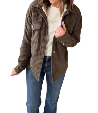 Staccato Corded Sherpa Lined Jacket In Olive In Brown