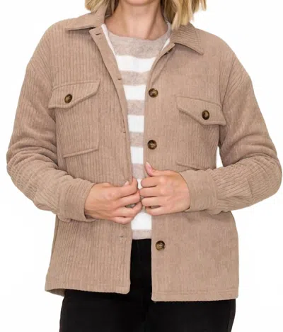 Staccato Corduroy Fleece Lined Shacket In Taupe In Brown
