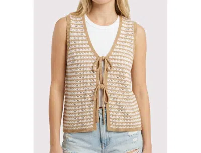Staccato Emmie Neutral Stripe Tie Front Knit Vest In Beige