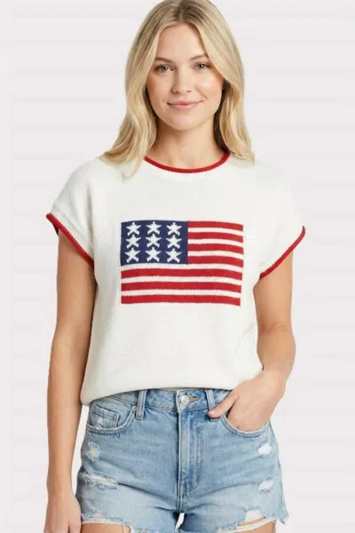 Staccato Flag Top In White In Multi