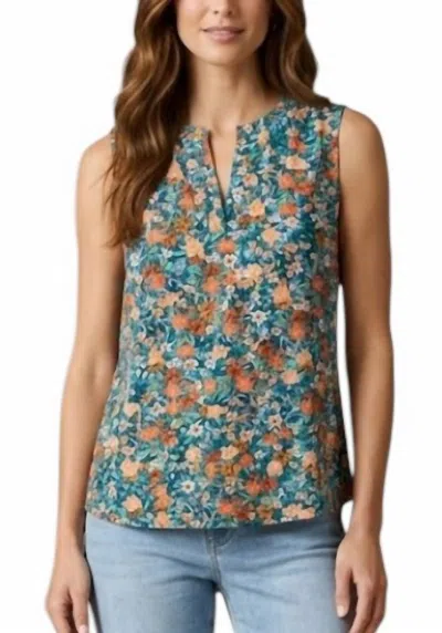 Staccato Floral Tank Top In Multi Color In Green