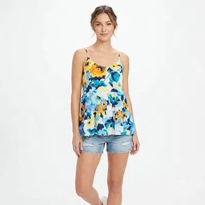 Staccato Floral Tiered Swing Cami Top In Blue, Yellow & White In Multi