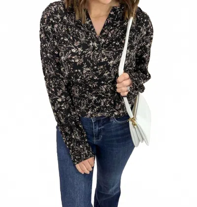 Staccato Floral V-neck Blouse In Black In Multi