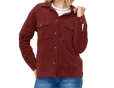 Staccato Fur Lined Corduroy Jacket In Burgundy In Red