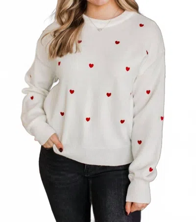 Staccato Heart Sweater In White
