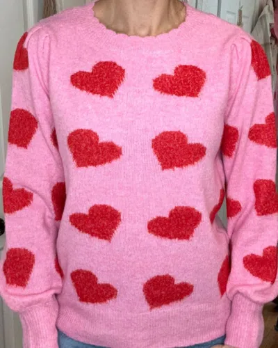 Staccato Heartly Know You Pullover Sweater In Pink