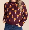 Staccato I Want Candy Sweater In Dark Plum In Brown