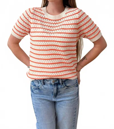 Staccato Ivy Stripe Knit Top In Orange In Multi