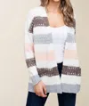 Staccato Jillian Open Front Sweater Cardigan In Oatmeal/brown